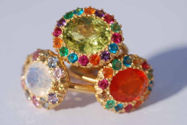 ILU933 Princess Diana Rings (Fire opal , Chrysobe╠üryl, Rainbow Moonstone DSC_0940